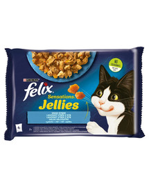 FELIX Sensations Jellies Saveurs de poisson en gelée (saumon et crevettes, poisson d'océan aux tomates) 85g