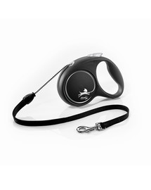 FLEXI Laisse automatique Black Design M Corde 5m Noir