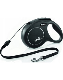 FLEXI New Classic Lanyard M Cord 8 m. Noir. Jusqu'à 20 kg