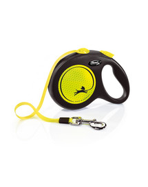 FLEXI Laisse réfléchissante New Neon L Sangle 5m Jaune/Noir