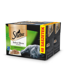 SHEBA Select Slices in Gravy nourriture humide pour chats en sauce 48 sachets de 85 g