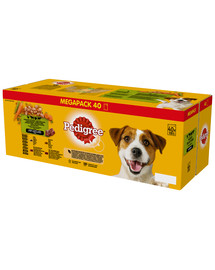 PEDIGREE Adult sachet 40x100g Mélange de saveurs en sauce poulet, bœuf, dinde, agneau avec légumes