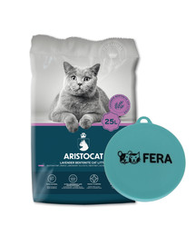 ARISTOCAT Bentonite Plus lettiera in bentonite al profumo di lavanda 25l + FERA coperchio universale per scatolette