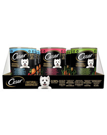 CESAR Natural Goodness 12x400g ricco di pollo, manzo e agnello per cani adulti