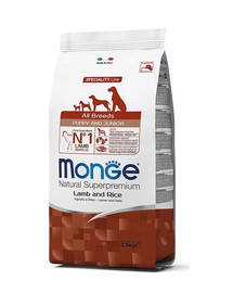 MONGE Dog Puppy and Junior All Breeds 2,5 kg - agnello e riso