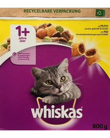 WHISKAS Adult+1 cibo secco per gatti con pollo 5x800g