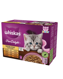WHISKAS Pure Delight Junior Drobiowe frykasy z kurczakiem, indykiem, drobiem, kaczką w galaretce 12x85g