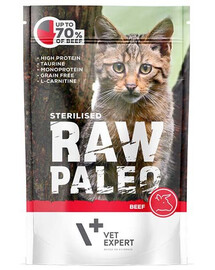 VETEXPERT RAW PALEO Sterilised beef 100 g mokra karma dla kastrowanych kotów wołowina