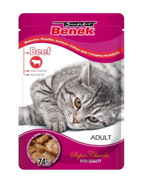 BENEK Super bustina per gatti con pezzi di manzo in salsa 100g