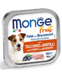 MONGE Fruit Dog 100 g - paté con bocconcini con tacchino e mirtilli