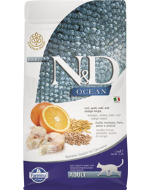 FARMINA N&D Ocean cat adult codfish, spelt, oats and orange 1,5 kg
