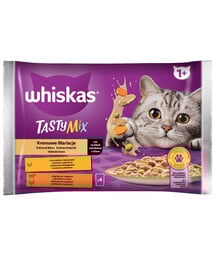 WHISKAS Tasty Mix Kremowe Wariacje z kurczakiem, jagnięciną i indykiem w sosie 4x85g