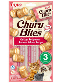 INABA Churu Bites Chicken tuna&salmon wrap 3x10g wrapy z tuńczykiem i łosośiem dla kota
