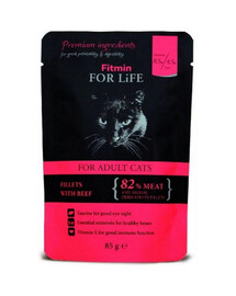 FITMIN For Life For Adult Cats Beef 28 x 85 g