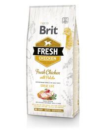 BRIT Fresh chicken with potato adult great life 2 x 12 kg + FLEXI New Comfort L Tape 8 m OFFERTE