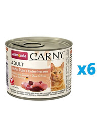 ANIMONDA Carny Adult zestaw kurczak, indyk i kacze serca 6 x 200 g