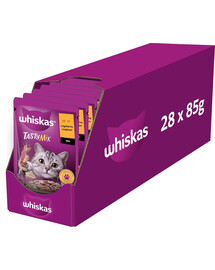 WHISKAS Adult 28x85g cibo umido per gatti adulti in salsa con agnello e tacchino