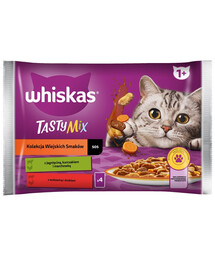 WHISKAS Adult Bustina 52 x 85g Collection of Countryside Flavours cibo umido per gatti in pezzi in salsa con agnello, pollo e carote, manzo e pollame