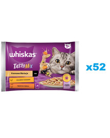 WHISKAS Adult 52x85g Variazioni cremose di cibo umido per gatti adulti in salsa con: pollo e verdure, agnello e tacchino