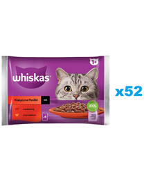 WHISKAS Adult 52x85g Alimento umido Classic meals per gatti adulti in salsa con: manzo, pollo