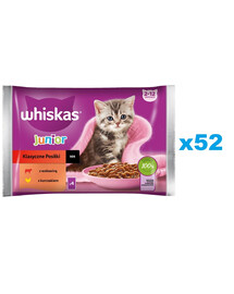 WHISKAS Junior Bustina 52x85g Classic Meals cibo umido per gattini in salsa con manzo e pollo