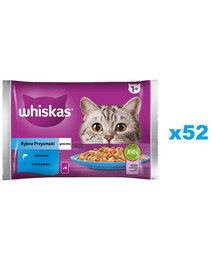 WHISKAS Adult Bustina 52x85g Fish Delicacies cibo umido per gatti adulti in gelatina con: salmone, tonno