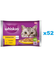 WHISKAS Senior bustina 52 x 85g Poultry Feast cibo umido per gatti anziani in gelatina con: pollo, tacchino