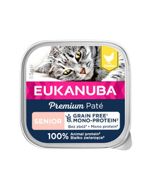 EUKANUBA Grain Free Senior Pâté monoprotéique pour chats âgés Poulet 85 g