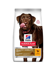 HILL'S Science Plan Canine Adult Healthy Mobility Large breed Chicken 14kg supporto delle articolazioni per cani di razza grande + 3 lattine GRATIS