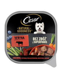 CESAR Natural Goodness Plateau de viande de bœuf, garni de haricots verts, de carottes et de baies 100 g