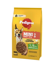 PEDIGREE Adult MINI 500g con pollame e verdure alimento secco completo per cani adulti di piccola taglia