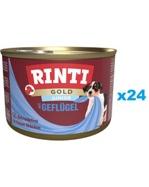 RINTI Gold Junior Poultry Mini Drób dla szczeniąt ras małych 24x185 g