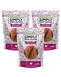 SIMPLY FROM NATURE Meat Strips Mięsne paski z indykiem i kokosem dla psów 3x80 g