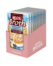 INABA CIAO Broth Bulion z kurczakiem i przegrzebkami dla kotów 12x40g