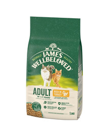 JAMES WELLBELOVED Croquettes complètes pour chats adultes de 1 à 7 ans, riches en dinde 1,5 kg