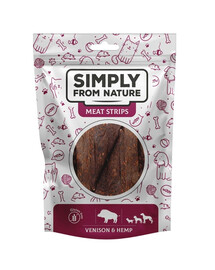 SIMPLY FROM NATURE Meat Strips - Bandes de viande de venaison et de chanvre pour chiens - 80 g