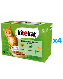 KITEKAT Delikatne Smaki saszetka 48x85 g mokra karma pełnoporcjowa dla dorosłych kotów z indykiem, królikiem i drobiem w sosie