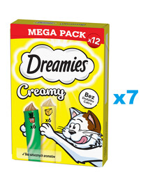 DREAMIES Creamy MEGA PACK karma uzupełniająca z serem i z kocimiętką 84x10 g