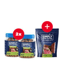 SIMPLY FROM NATURE Smart Bites Friandise à base de viande de bœuf pour chiens 2 x 130 g + friandise GRATUITE