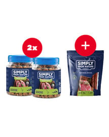 SIMPLY FROM NATURE Smart Bites Friandises à base de viande d'oie pour chiens 2 x 130 g + friandise GRATUITE