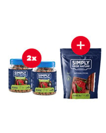 SIMPLY FROM NATURE Smart Bites Friandises à base de viande de cheval pour chiens 2 x 130 g + friandise GRATUITE