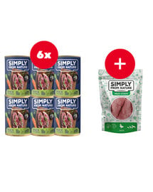 SIMPLY FROM NATURE Conserve pour chiens canard et carottes 6 x 400 g + friandise GRATUITE