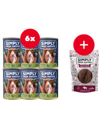 SIMPLY FROM NATURE Conserve Faisan avec carottes pour chien 6 x 400 g + friandise GRATUITE