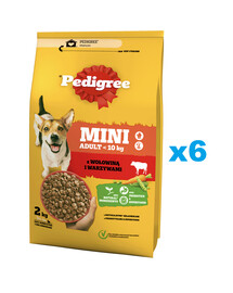 PEDIGREE Adult Mini 6x2 kg z wołowiną i warzywami sucha karma pełnoporcjowa dla dorosłych psów małych ras