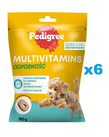 PEDIGREE Multivitamins Odporność karma uzupełniająca na odporność dla dorosłych psów smak kurczaka 6x180 g