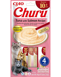 Churu Cat Senior Tuna with Salmon 4x14g kremowy przysmak dla starszych kotów o smaku tuńczyka i łososia