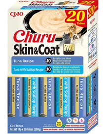 Churu Cat Skin Coat 20x14g tuńczyk, tuńczyk i przegrzebki kremowy przysmak dla kota