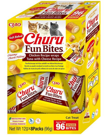 Churu Cat Fun Bites Chicken with Tun and Cheese 8x12g wrapy z kurczakiem, tuńczykiem i serem dla kota