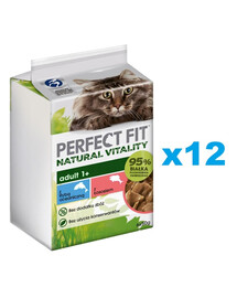 PERFECT FIT Natural Vitality saszetki 72x50 g mokra karma pełnoporcjowa dla dorosłych kotów również po zabiegu kastracji w sosie z rybą oceaniczną i łososiem