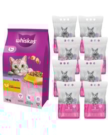 WHISKAS Sterile 14kg + ARISTOCAT Żwirek silikonowy PREMIUM bezzapachowy 8x3.8l